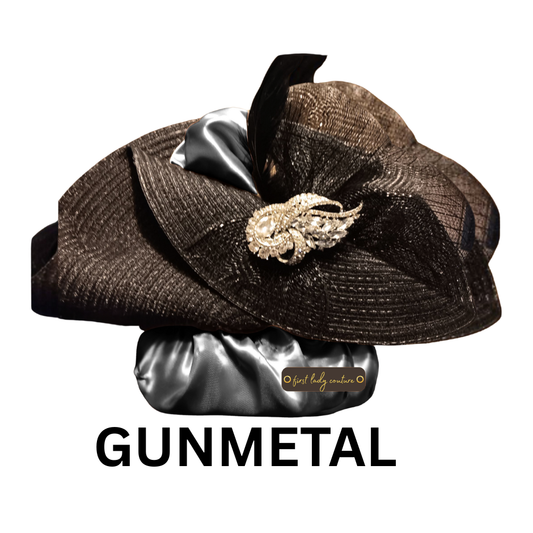 In Gunmetal - First Lady Couture Hat Fan™